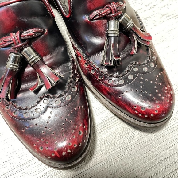 Stuart Weitzman Patent Leather Oxford Loafers Burgundy Size 6 - Picture 3 of 12